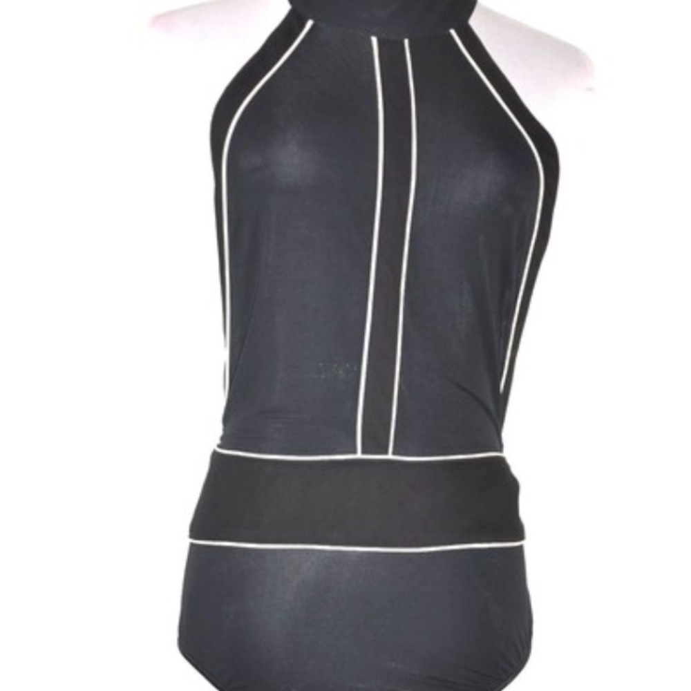 Donna Karen Chiffon Halter Bodysuit